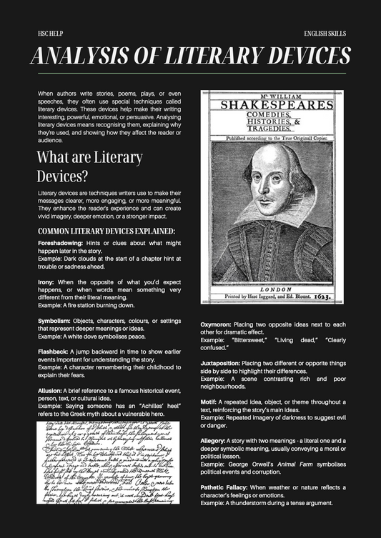 Text Analysis Fundamentals - HSC English Skills Booklet (Digital PDF)